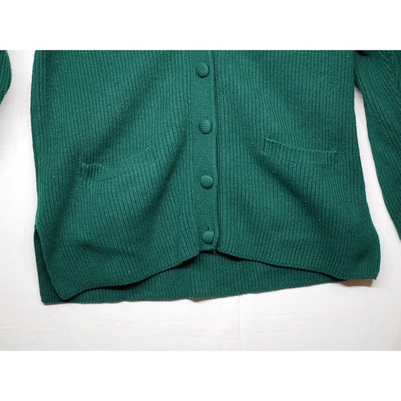 Basic Editions Acrylic Long Sleeve Button Green Cardigan Sweater Mr. Rodgers Med - Picture 2 of 6